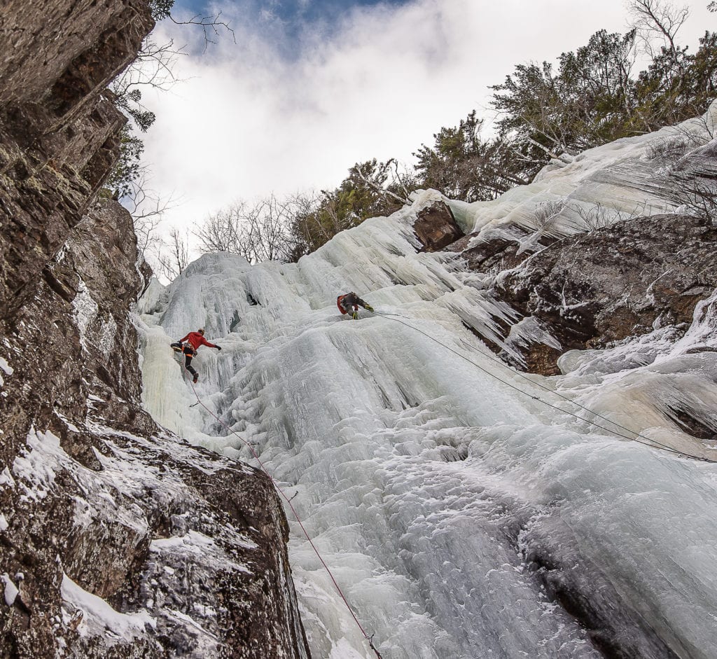 Ice climbing Dracula in New Hampshire